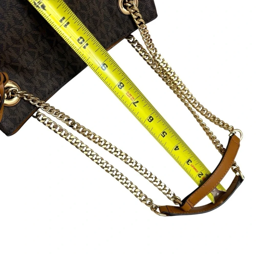 Michael Kors RARE signature ML brown small “medium” jet set chain messenger bag